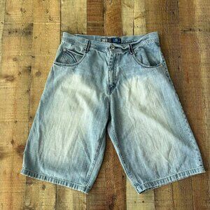 Southpole Mens Size 36 Y2K Denim Shorts Light Wash Blue 100% Cotton Vintage